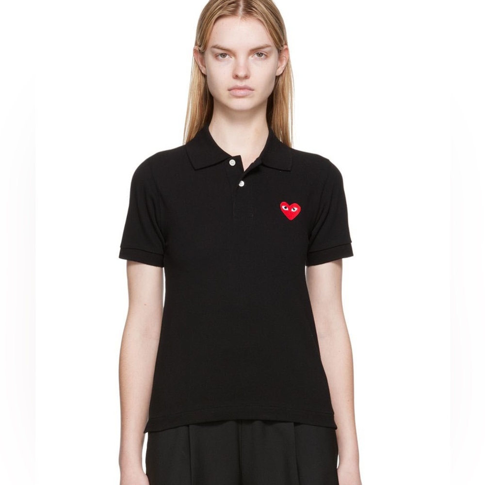 COMME‎ DES GARÇONS PLAY Black Heart Patch Polo Sz L